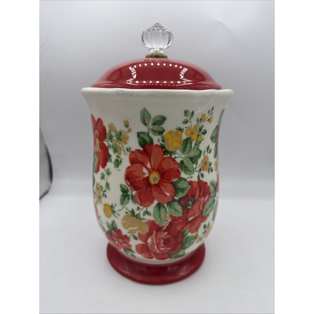The Pioneer Woman Vintage Multicolor Red Floral Canister Acrylic Knob Flowers 11